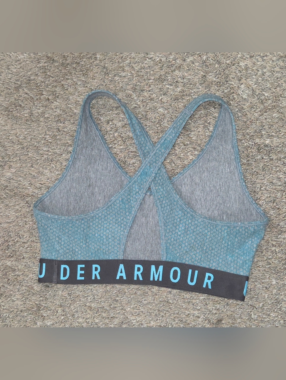 Under Armour Teal Heather Cross-Back Sports Bra Size Medium - Picture 2 of 3